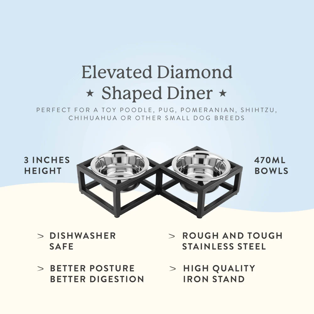 Pawpourri Diamond Shaped Elevated Bowl Diner for Dogs - Image 3