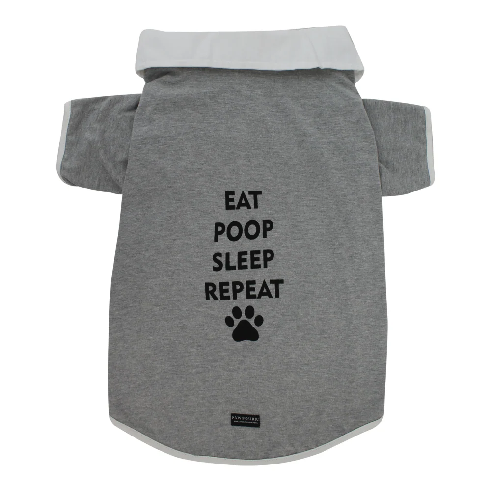 Pawpourri Eat Poop Sleep and Repeat T Shirt for Dogs (Grey) - Image 3