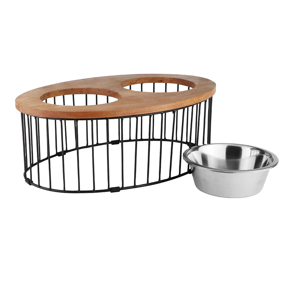 Pawpourri Wooden Elevated Oval Cage Diner for Medium and Large Dogs - Image 4