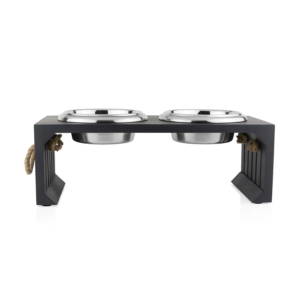 Pawpourri Elevated Wooden Diner for Dogs and Cats (Wooden Grey) - Image 3
