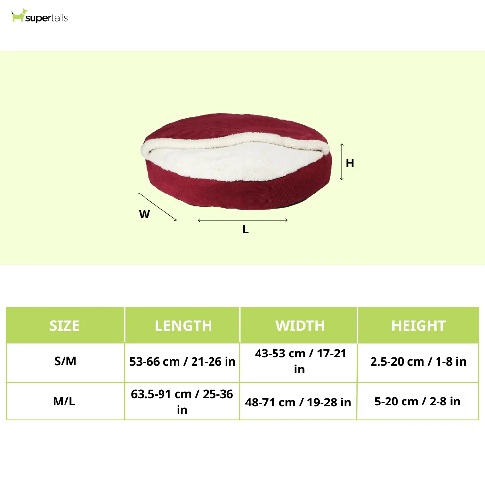 Pawpourri Furry Snuggler Bed for Dogs and Cats (Red) - Image 2