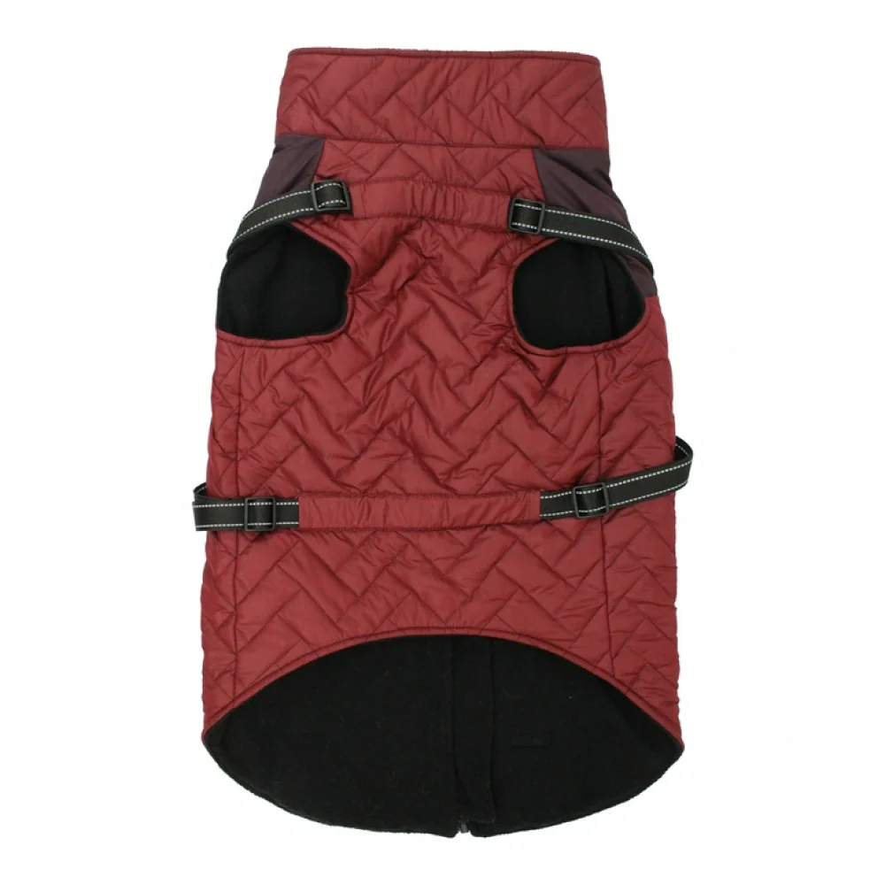 Pawpourri Puffer Jacket with Attached Harness for Dogs (Maroon) - Image 2