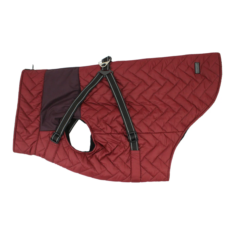 Pawpourri Puffer Jacket with Attached Harness for Dogs (Maroon) - Image 3