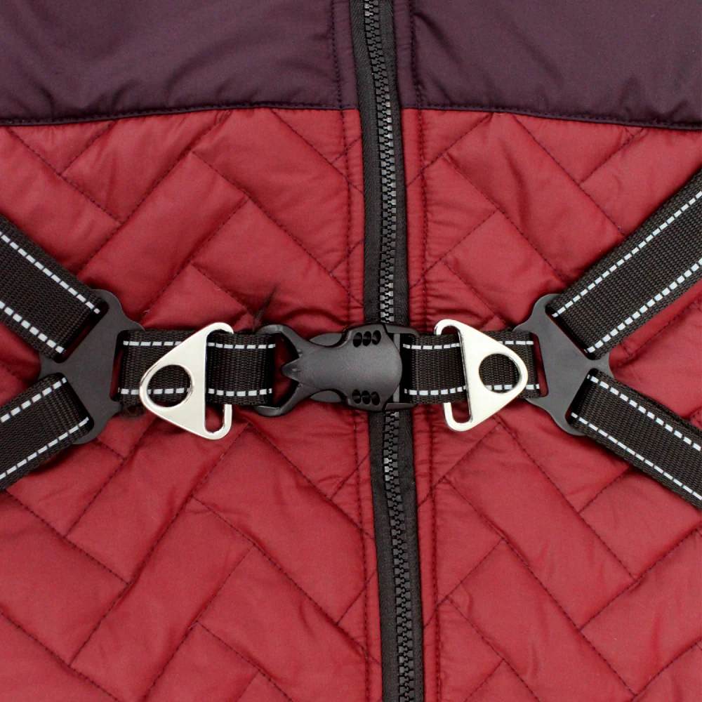 Pawpourri Puffer Jacket with Attached Harness for Dogs (Maroon) - Image 4