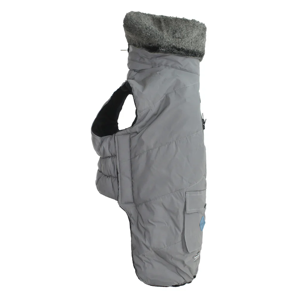 Pawpourri Reflexive Jacket with Faux Fur for Dogs (Grey) - Image 2