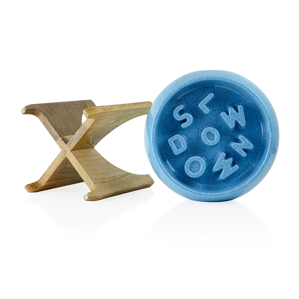 Pawpourri Slow Down Melamine bowl with Raised Diner for Dogs and Cats (Blue) - Image 2
