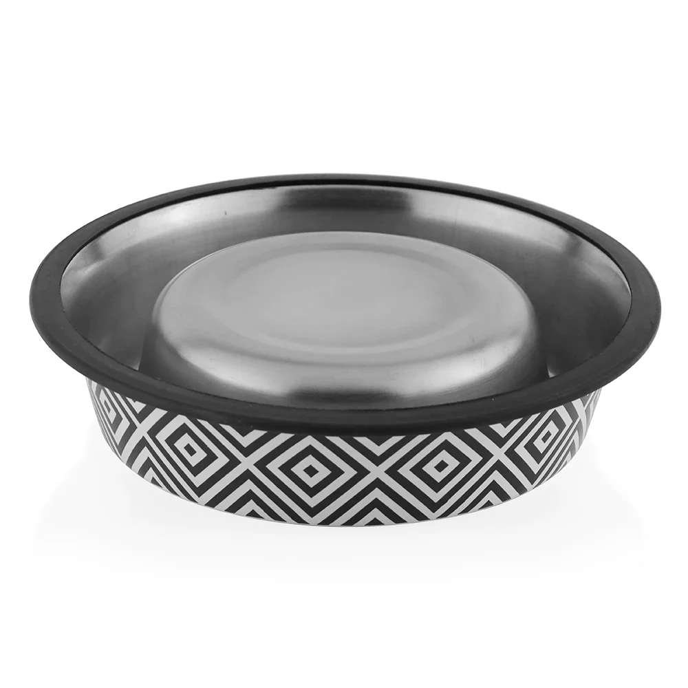 Pawpourri Steel Twiggy Striped Bowl for Dogs and Cats (Black/White) - Image 3