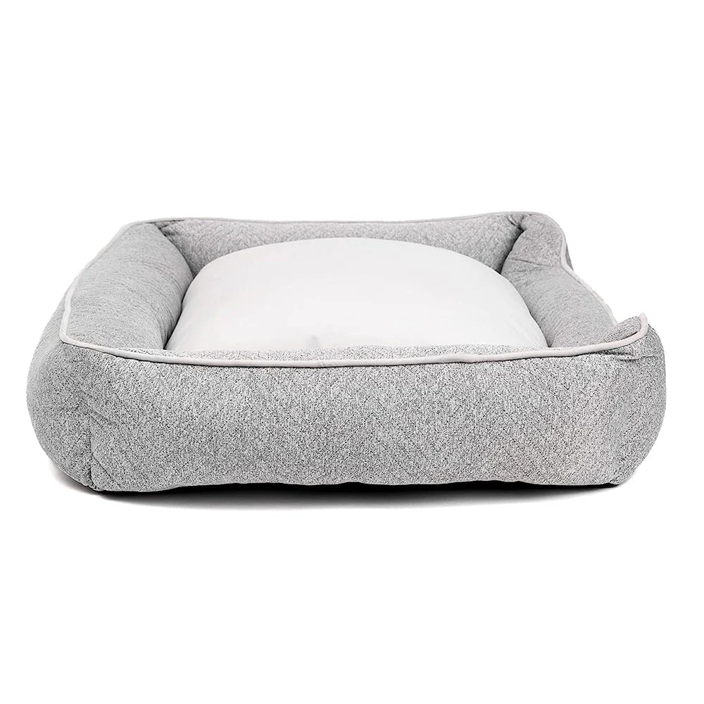 Pawpourri Ultra Soft Bolster Chevron Cuddler Bed for Dogs and Cats (Grey) - Image 3