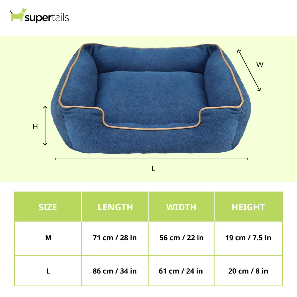 Pawpourri Ultra Soft Bolster Denim Cuddler Bed for Dogs and Cats (Blue) - Image 2