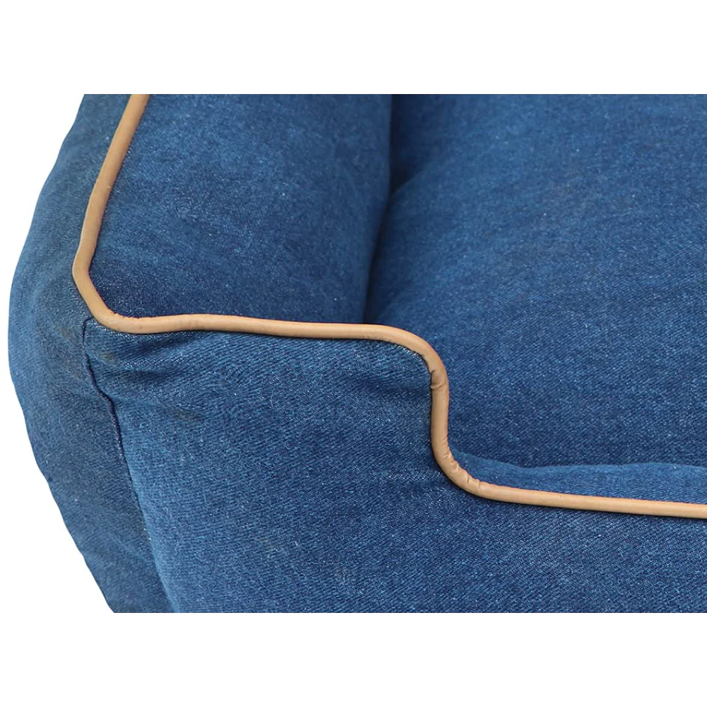 Pawpourri Ultra Soft Bolster Denim Cuddler Bed for Dogs and Cats (Blue) - Image 3