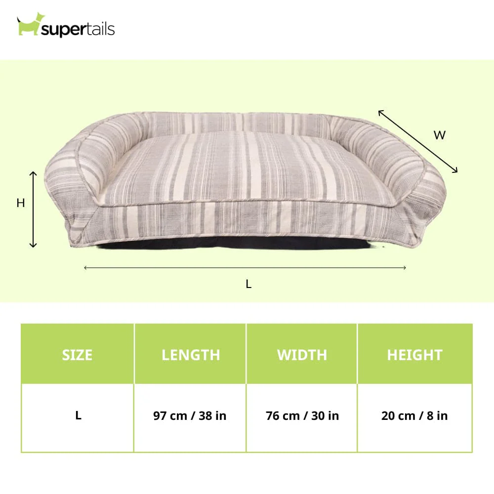 Pawpourri Vintage Sofa Striped Bed for Dogs and Cats (Grey) - Image 2