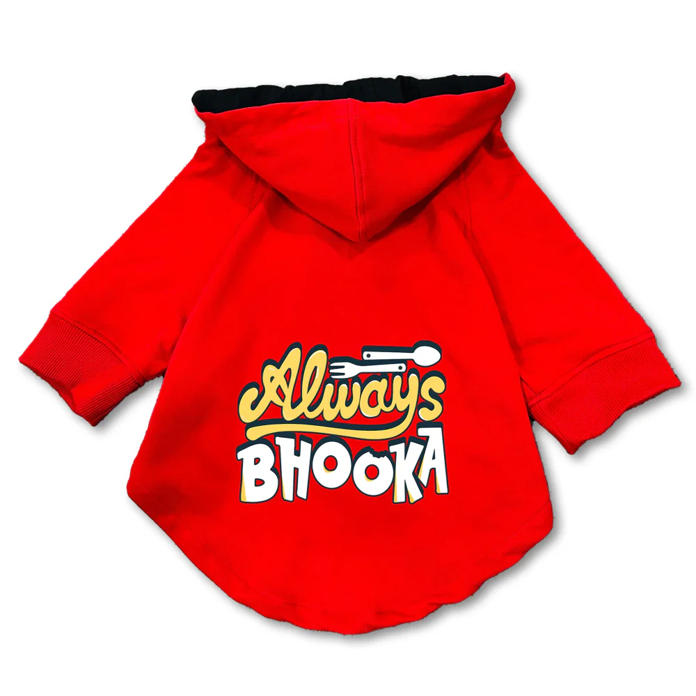 Pawsindia Always Bhooka Hoodie for Dogs (Red) - Image 3