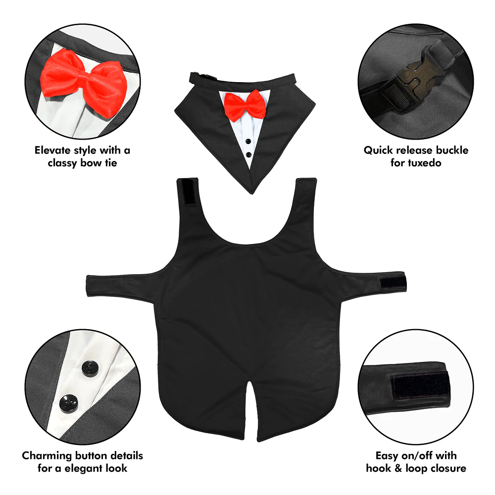 PawsIndia Black and White Tuxedo Suit for Dogs - Image 3