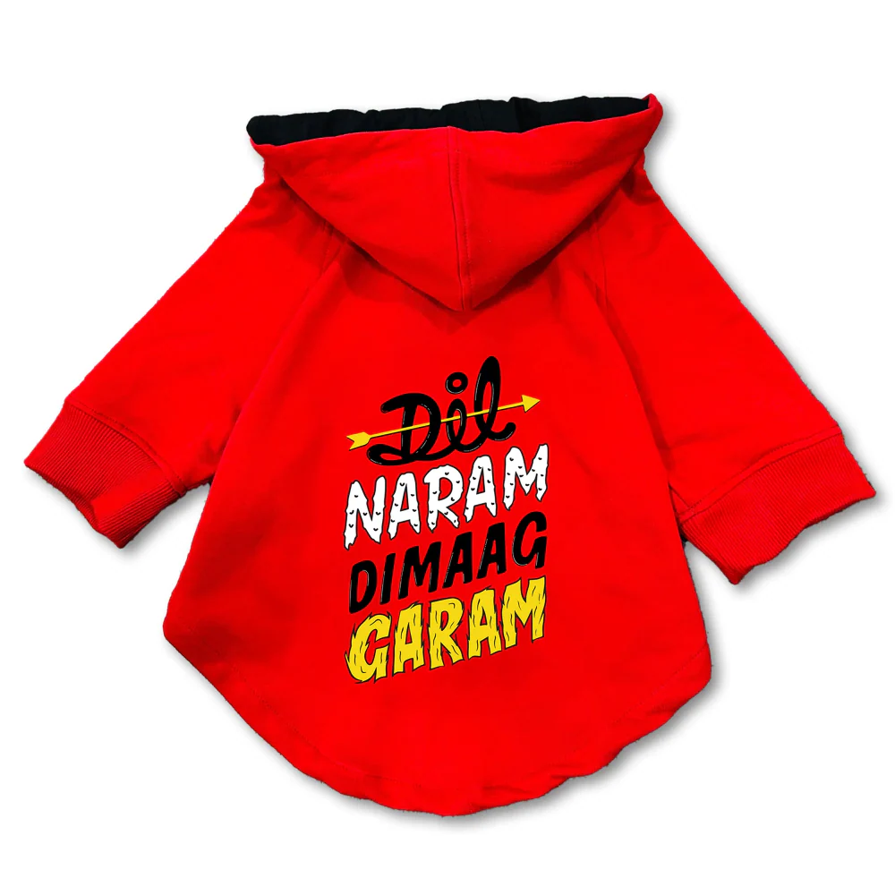 Pawsindia Dil Naram Dimag Garam Hoodie for Dogs (Red) - Image 3