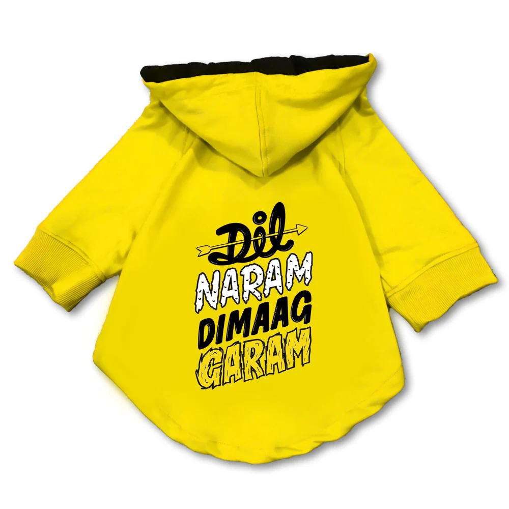 Pawsindia Dil Naram Dimag Garam Hoodie for Dogs (Yellow) - Image 3