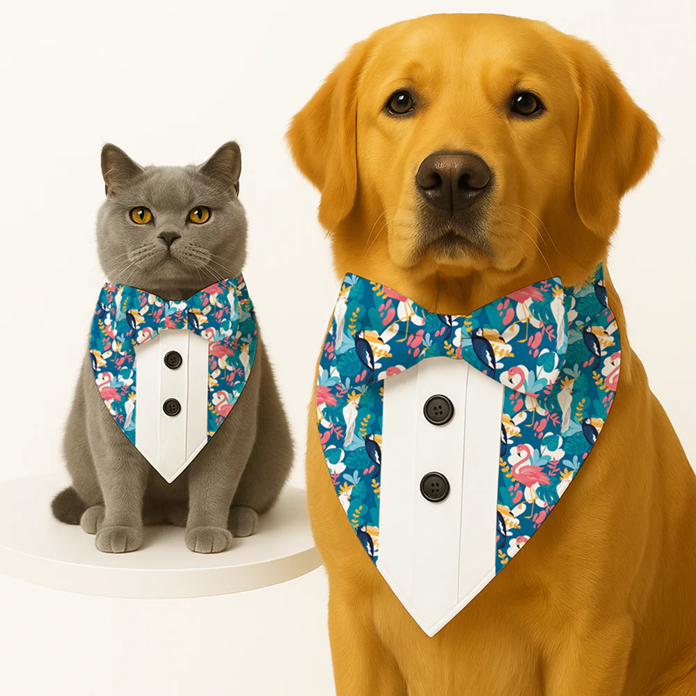 PawsIndia Flamingo Pattern Tuxedo Bandana for Dog and Cats - Image 3