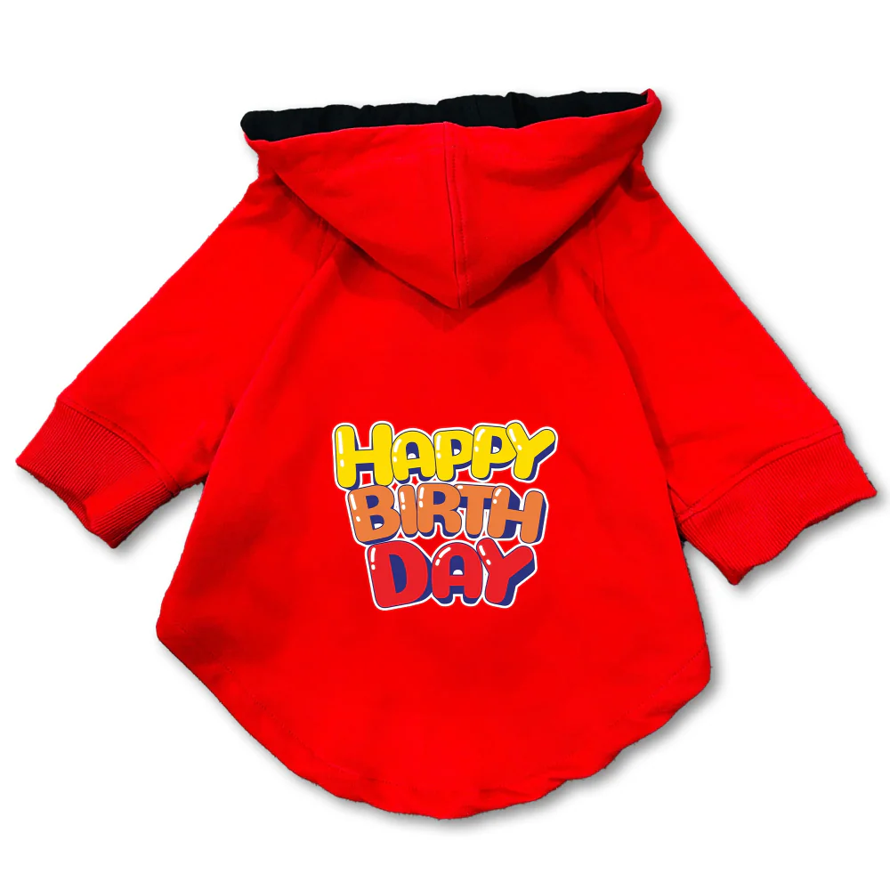 Pawsindia Happy Birthday Hoodie for Dogs (Red) - Image 3