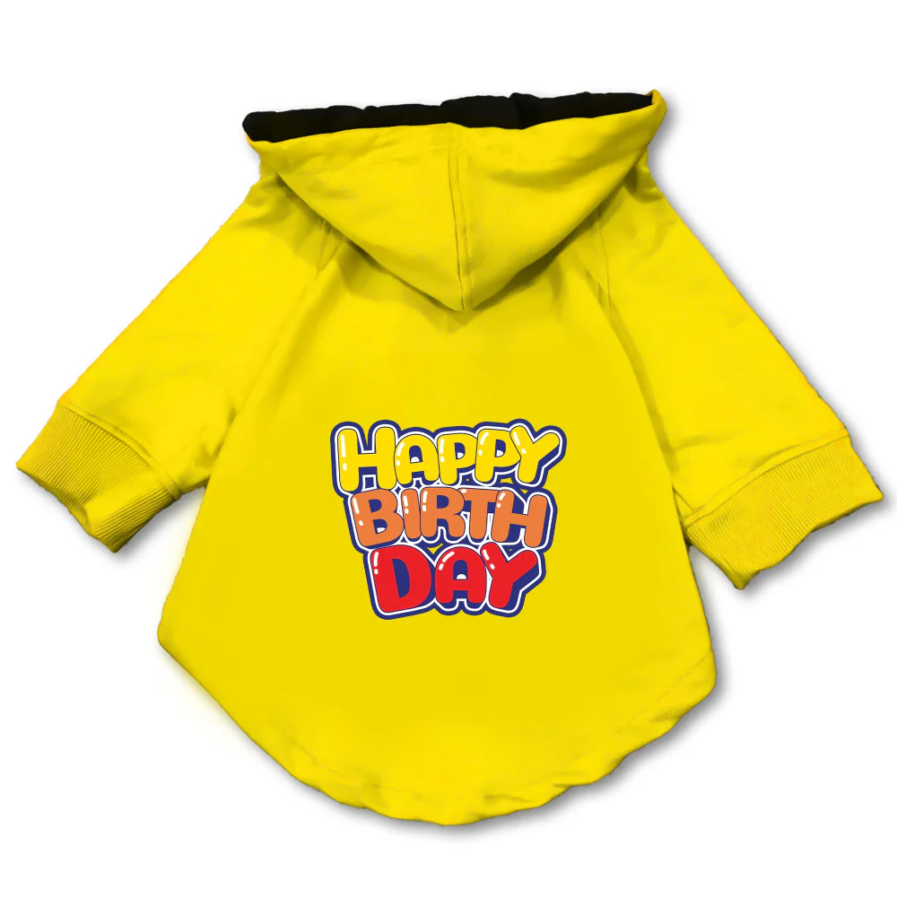 Pawsindia Happy Birthday Hoodie for Dogs (Yellow) - Image 3