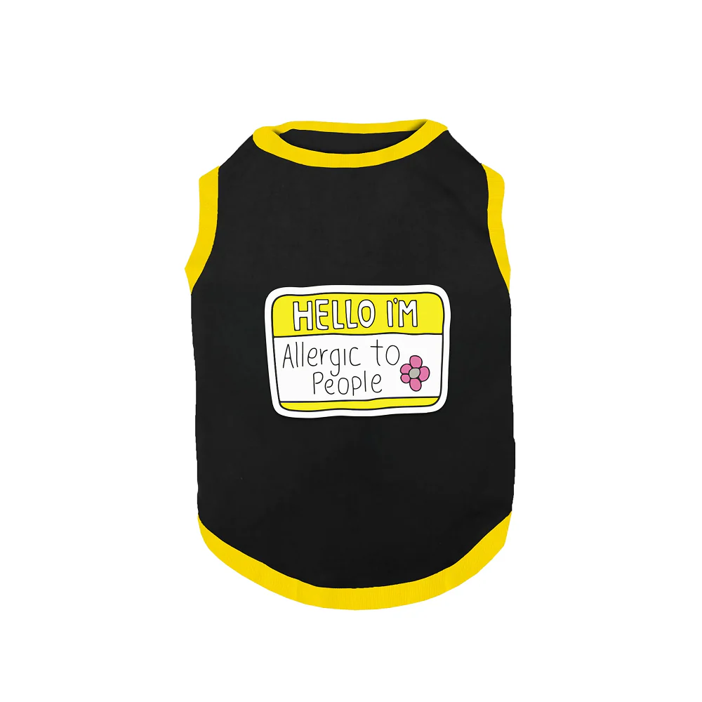 PawsIndia Hello I'm Allergic to People Printed with Ribbed Sleeves TShirt for Dogs (Black) - Image 2