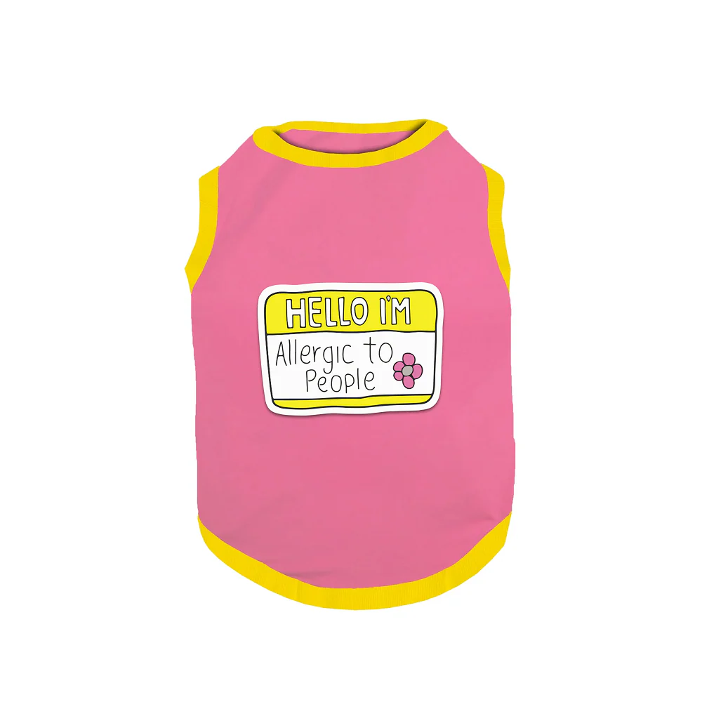PawsIndia Hello I'm Allergic to People Printed with Ribbed Sleeves TShirt for Dogs (Pink) - Image 3