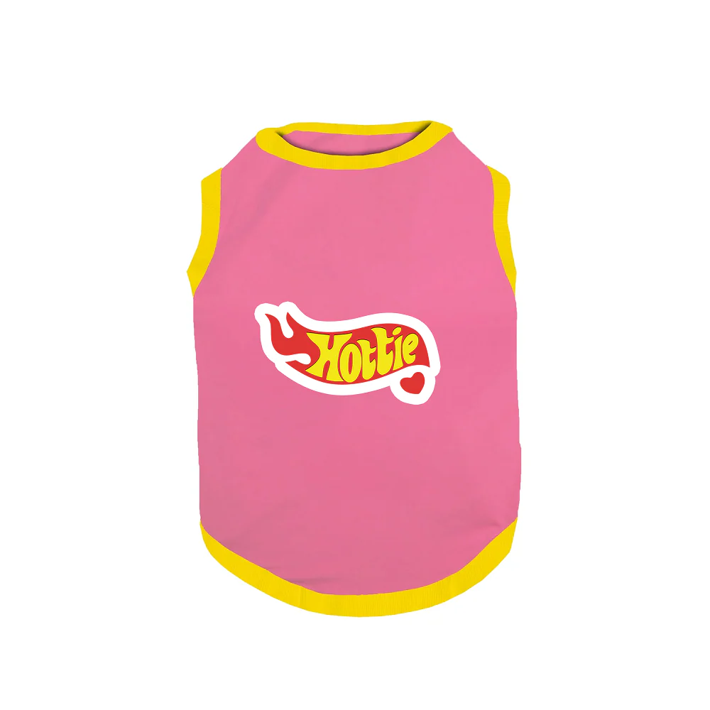 PawsIndia Hottie Printed with Ribbed Sleeves TShirt for Dogs (Pink) - Image 2