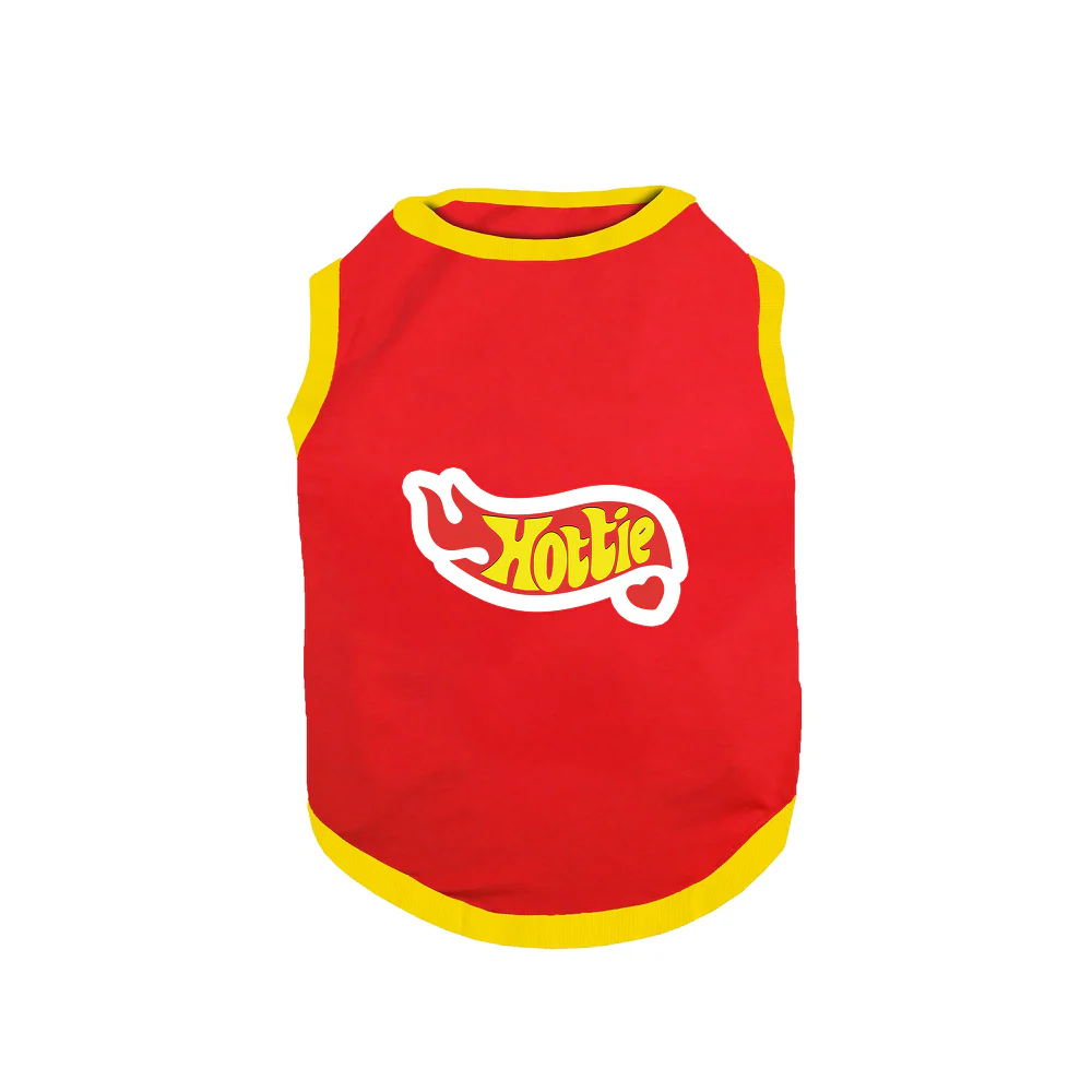 PawsIndia Hottie Printed with Ribbed Sleeves TShirt for Dogs (Red) - Image 2