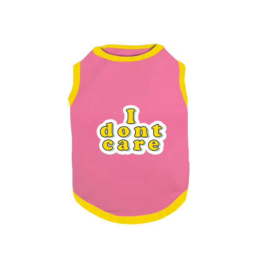 PawsIndia I Don't Care Printed with Ribbed Sleeves TShirt for Dogs (Pink) - Image 2