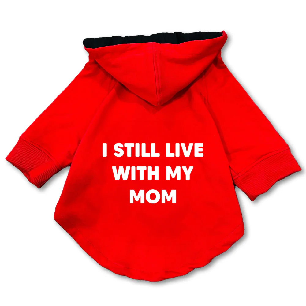 Pawsindia I still Live With My Mom Hoodie for Dogs (Red) - Image 3