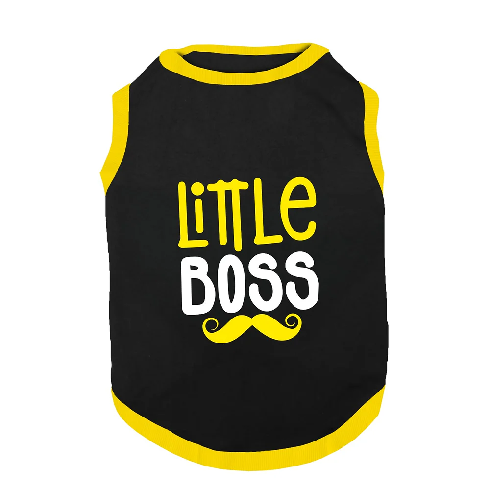 PawsIndia Little Boss Printed with Ribbed Sleeves TShirt for Dogs (Black) - Image 2