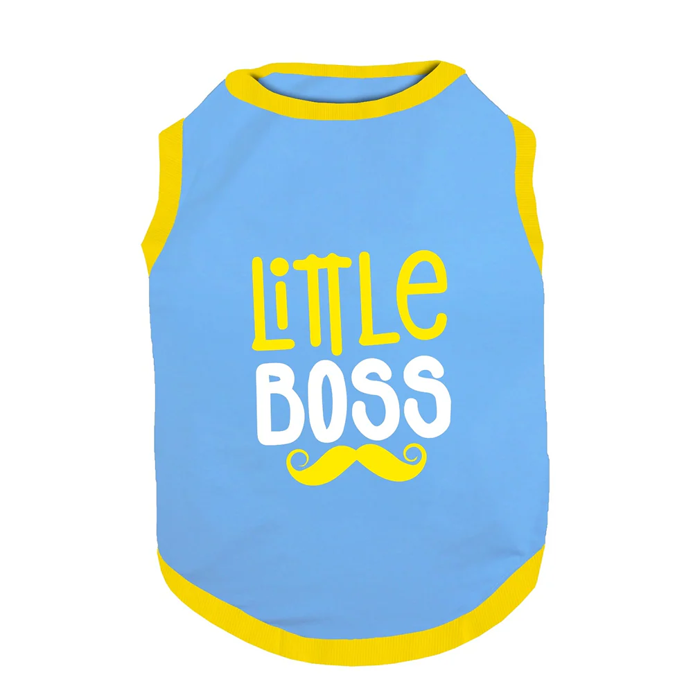 PawsIndia Little Boss Printed with Ribbed Sleeves TShirt for Dogs (Blue) - Image 2