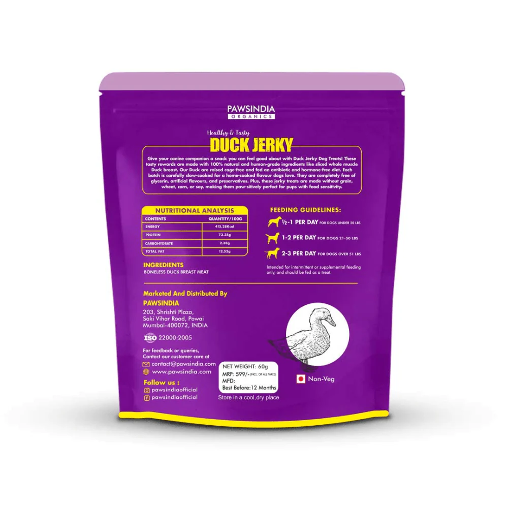 Pawsindia Organics Raw Bites Duck Jerky Dog Treats - Image 3