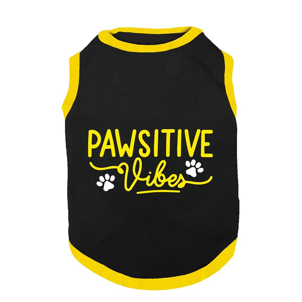 PawsIndia Pawsitive Vibes Printed with Ribbed Sleeves TShirt for Dogs (Black) - Image 2
