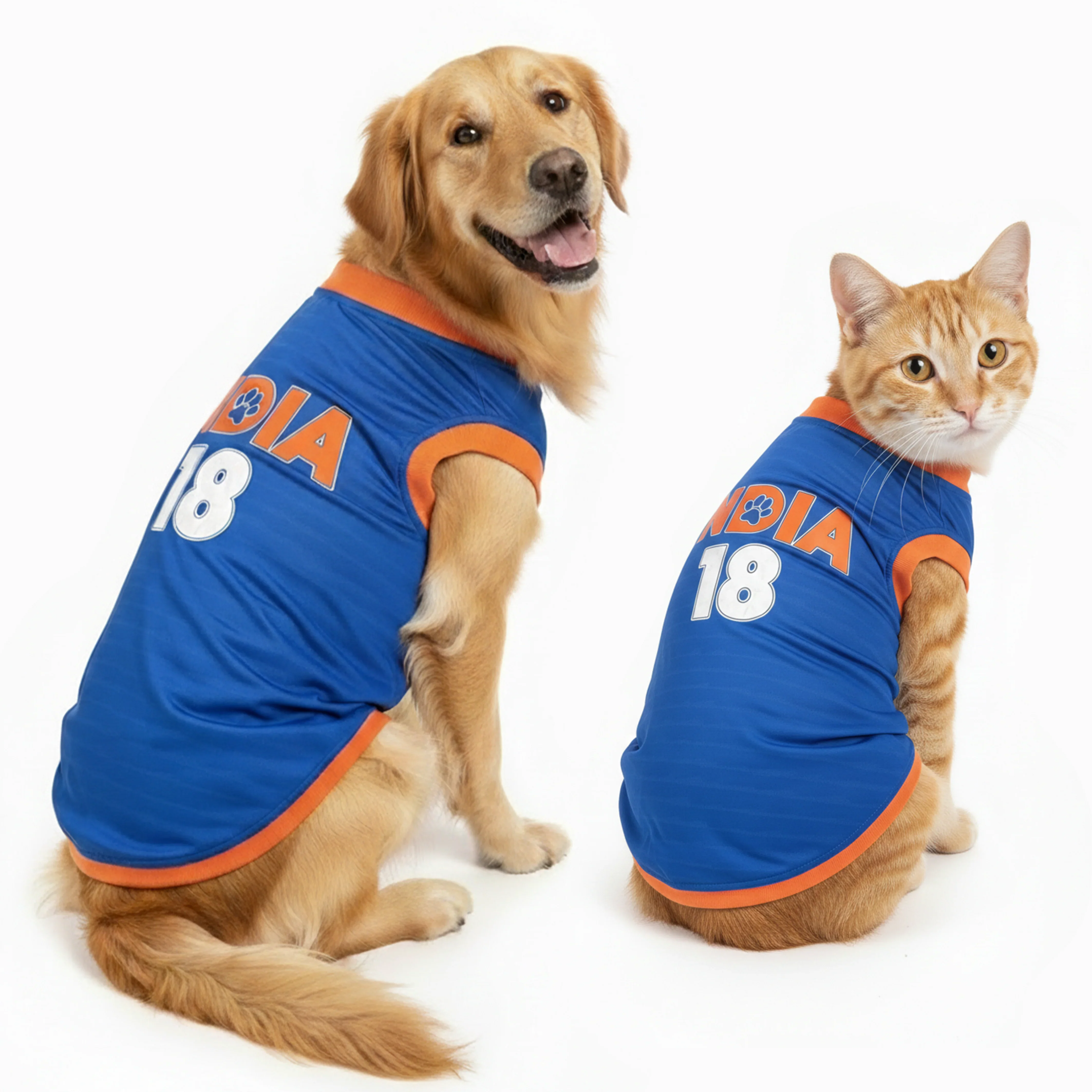 Pawsindia Round Neck Indian Cricket Jersey for Cats - Image 3