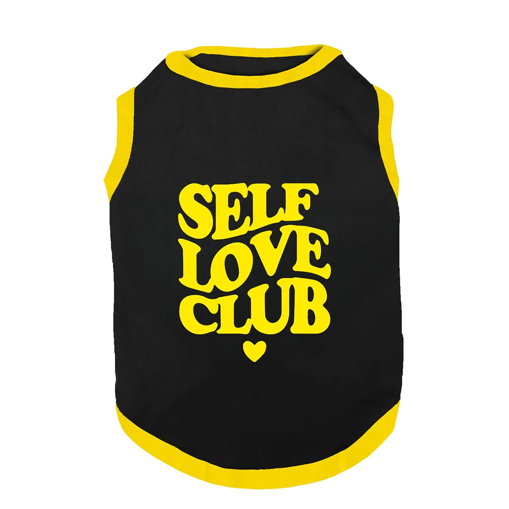 PawsIndia Self Love Club Printed with Ribbed Sleeves TShirt for Dogs (Black) - Image 2