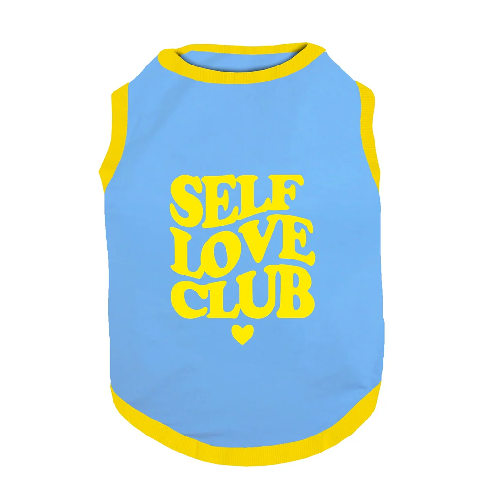 PawsIndia Self Love Club Printed with Ribbed Sleeves TShirt for Dogs (Blue) - Image 2