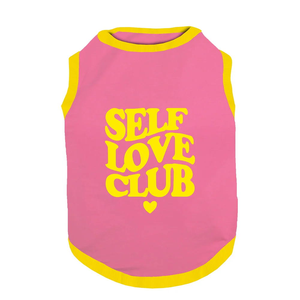 PawsIndia Self Love Club Printed with Ribbed Sleeves TShirt for Dogs (Pink) - Image 2