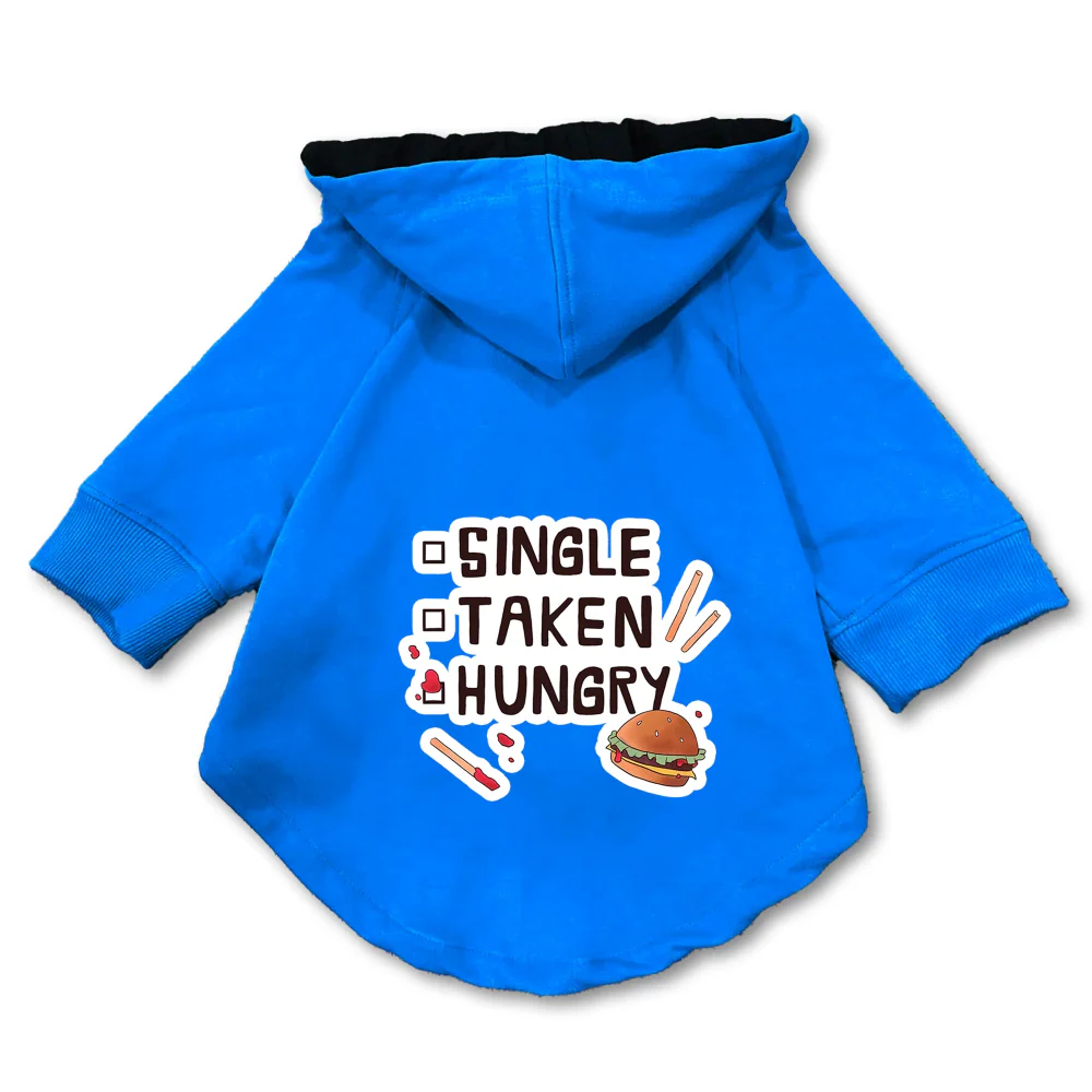Pawsindia Single Taken Hungry Hoodie for Dogs (Blue) - Image 3