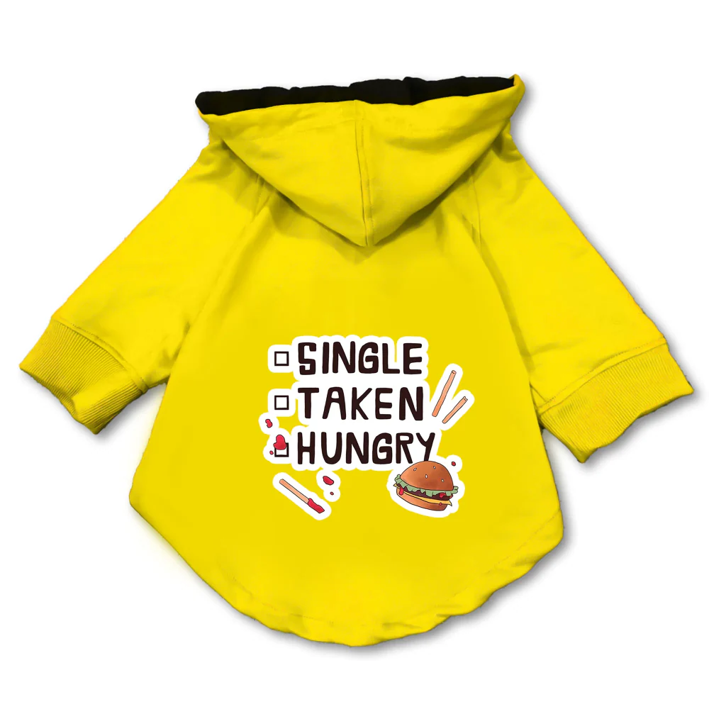 Pawsindia Single Taken Hungry Hoodie for Dogs (Yellow) - Image 3