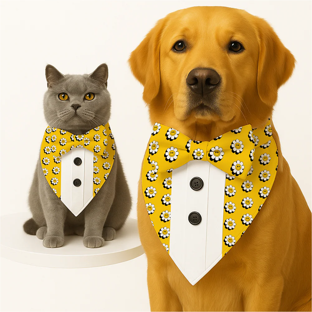 PawsIndia Special Edition Sunflower Pattern Printed Tuxedo for Dogs and Cats - Image 2
