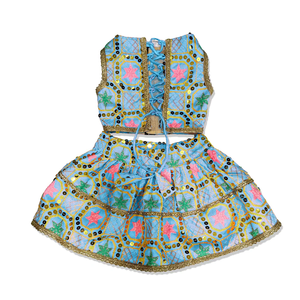 Pawsindia Traditional Desi Diva Lehenga Choli Set for Cats (Sky Blue) - Image 3