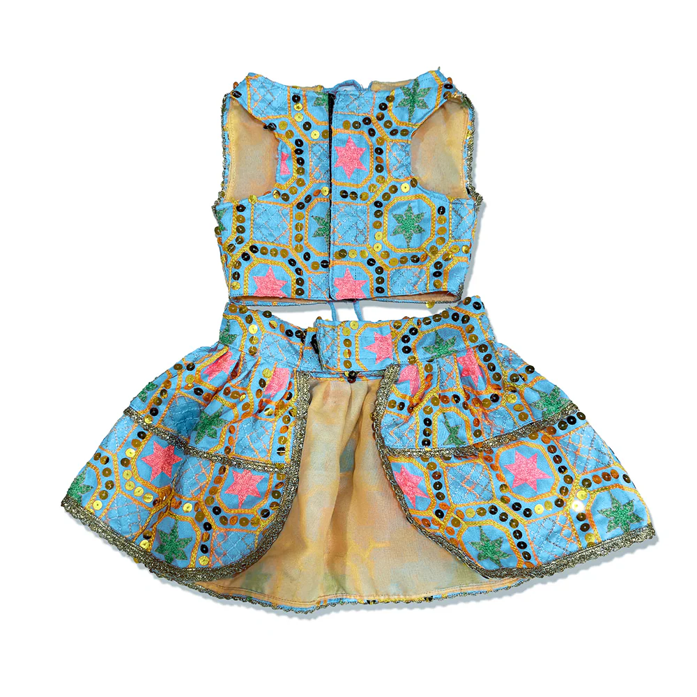 Pawsindia Traditional Desi Diva Lehenga Choli Set for Dogs (Sky Blue) - Image 4