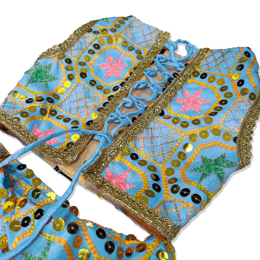 Pawsindia Traditional Desi Diva Lehenga Choli Set for Dogs (Sky Blue) - Image 5