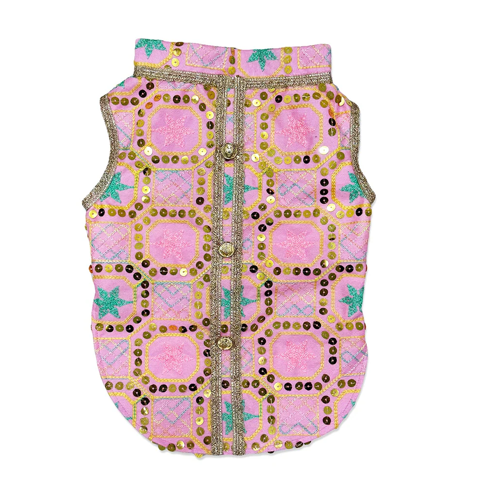 Pawsindia Traditional Nawabi Embroidered Kurta for Cats (Pink) - Image 3