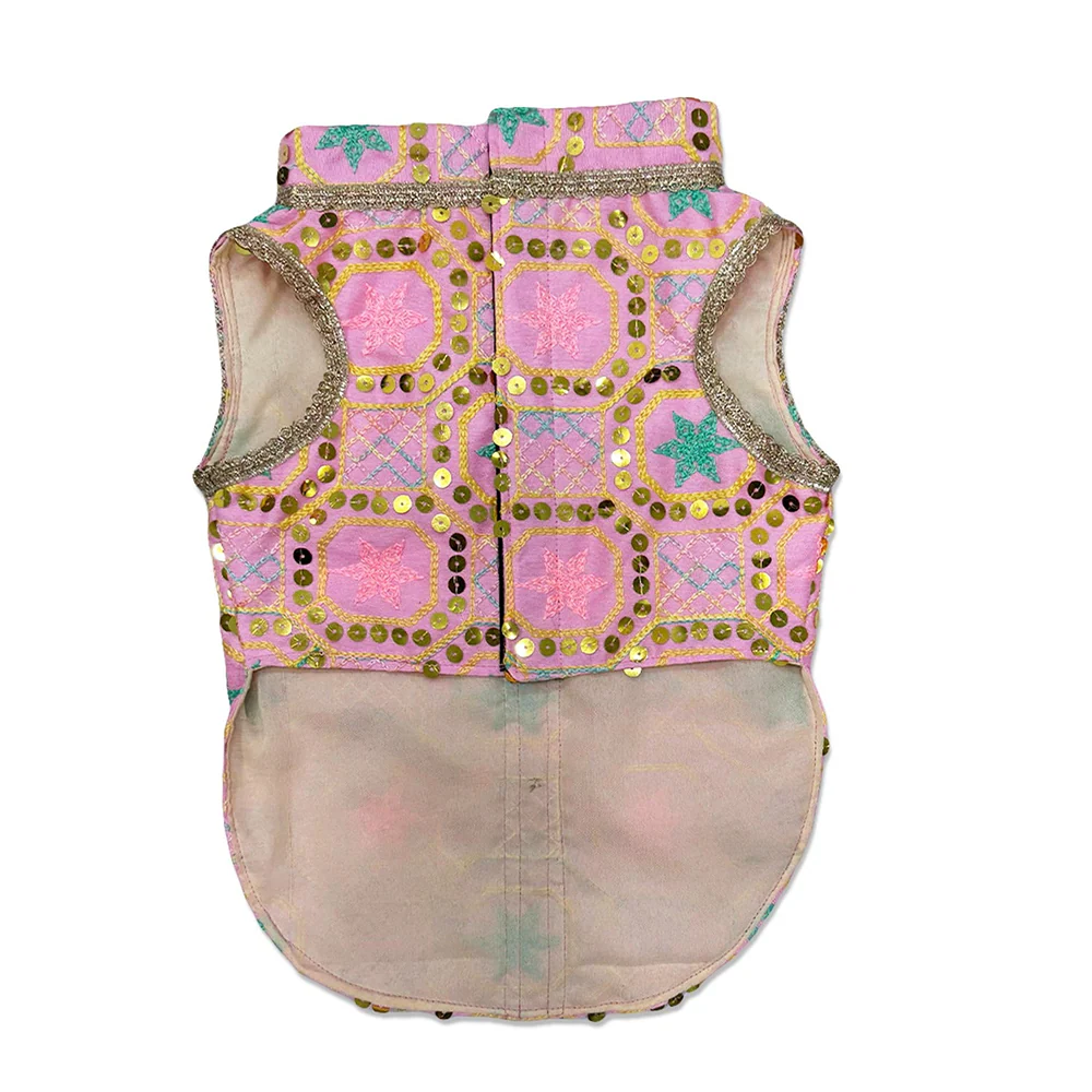 Pawsindia Traditional Nawabi Embroidered Kurta for Cats (Pink) - Image 6