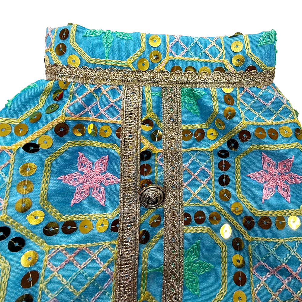 Pawsindia Traditional Nawabi Embroidered Kurta for Cats (Sky Blue) - Image 6