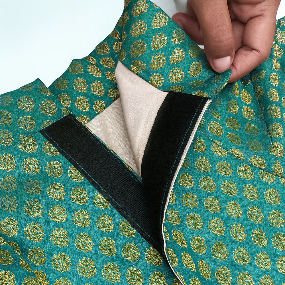 Pawsindia Traditional Royal Brocade Dress for Cats (Aqua Green) - Image 4