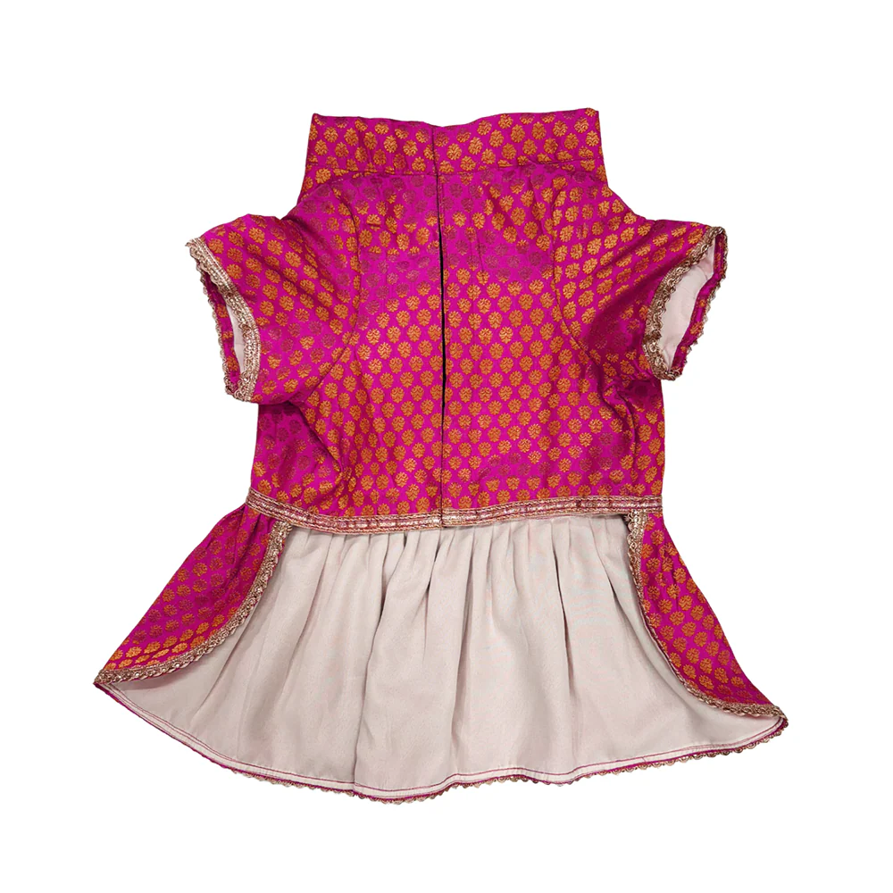 Pawsindia Traditional Royal Brocade Dress for Cats (Pink) - Image 4