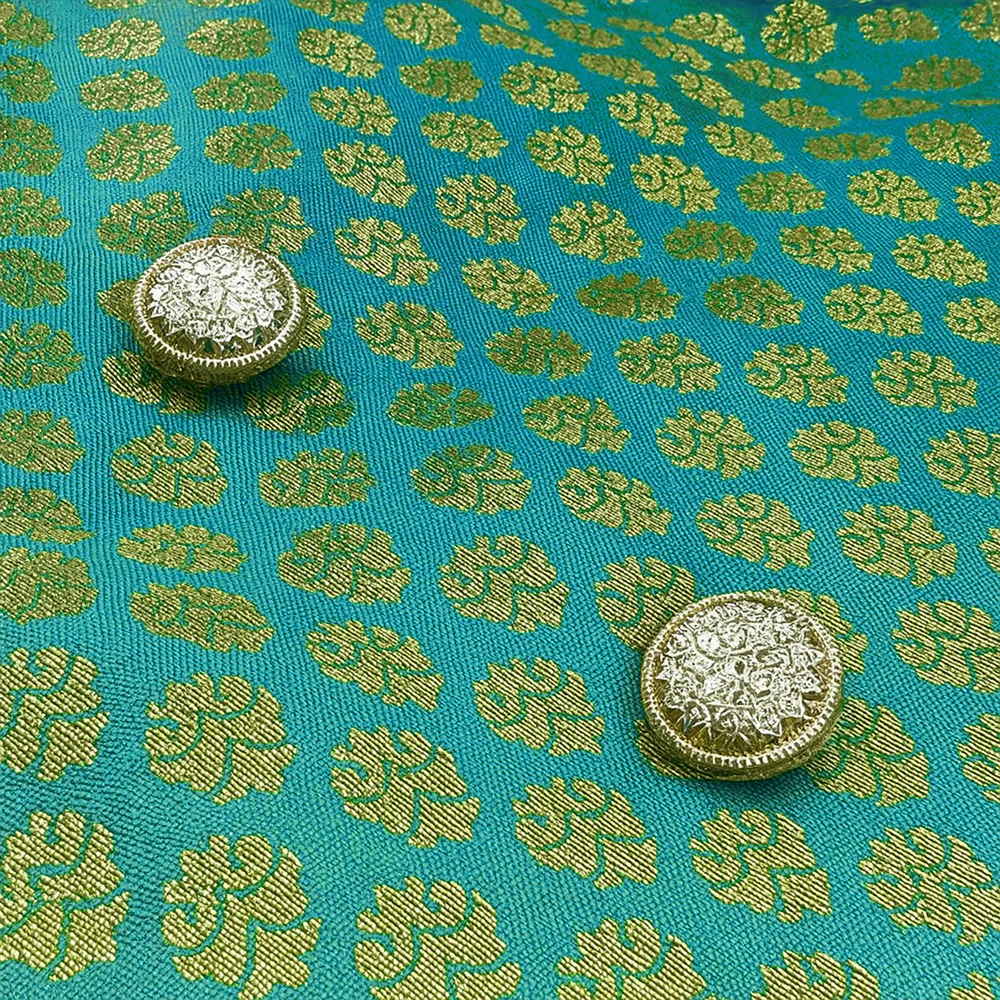 Pawsindia Traditional Royal Brocade Dress for Dogs (Aqua Green) - Image 5
