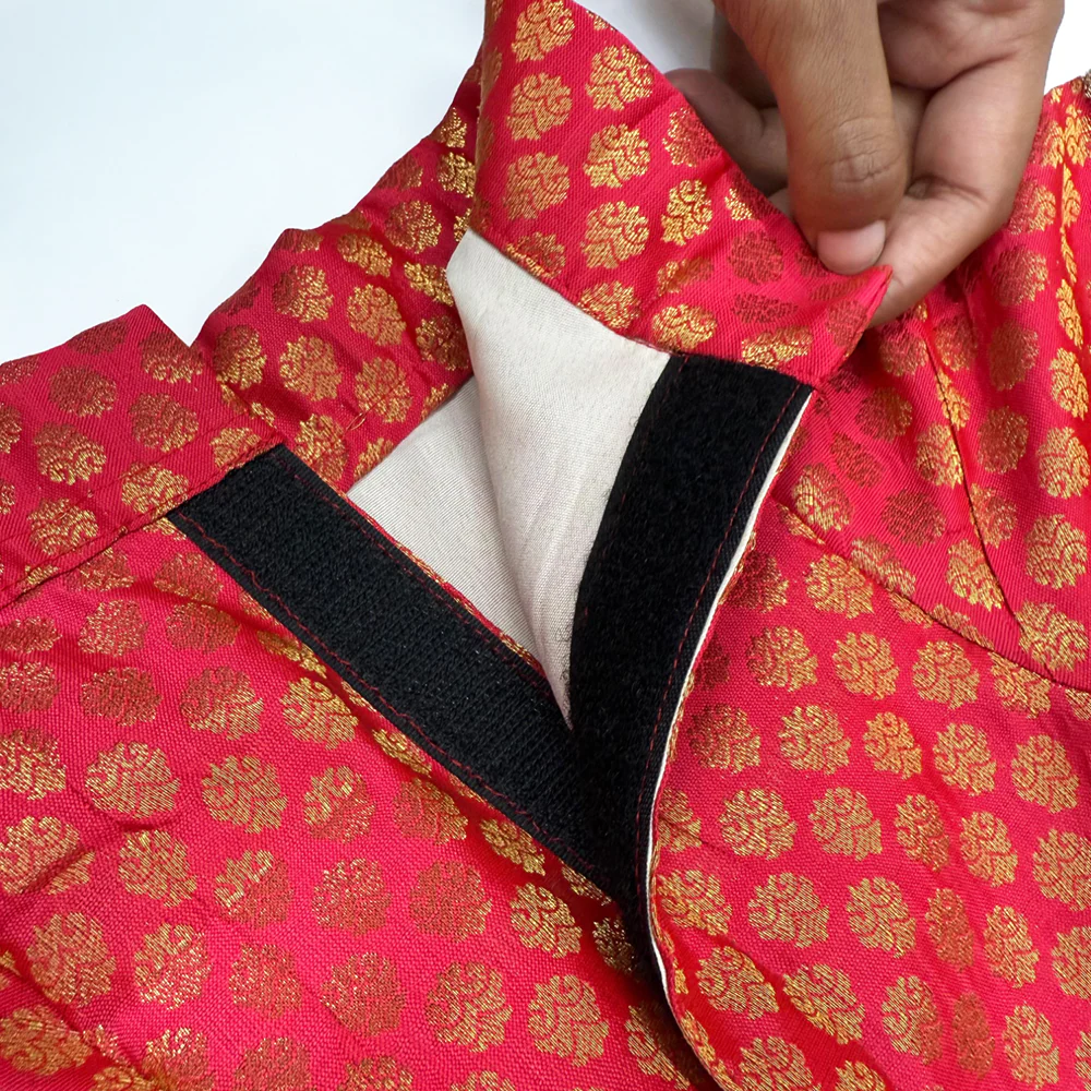Pawsindia Traditional Royal Brocade Dress for Dogs (Red) - Image 5