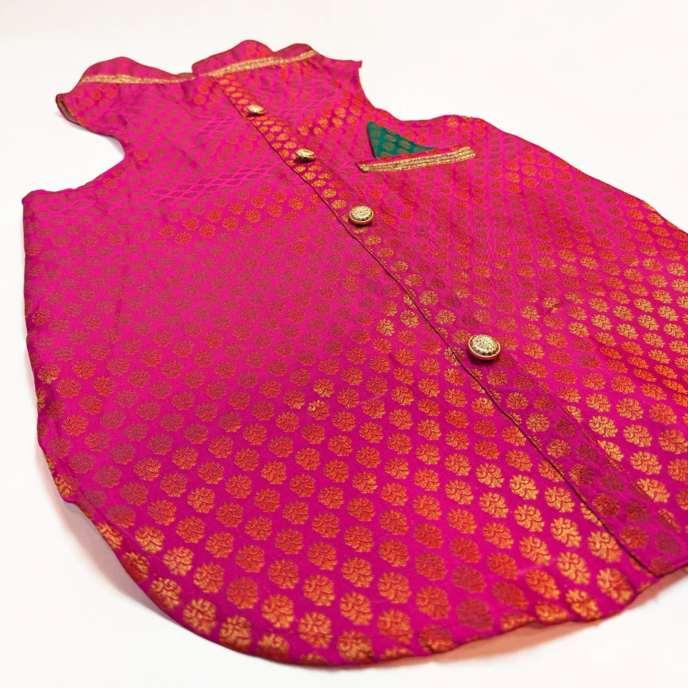 Pawsindia Traditional Royal Brocade Kurta for Cats (Pink) - Image 4